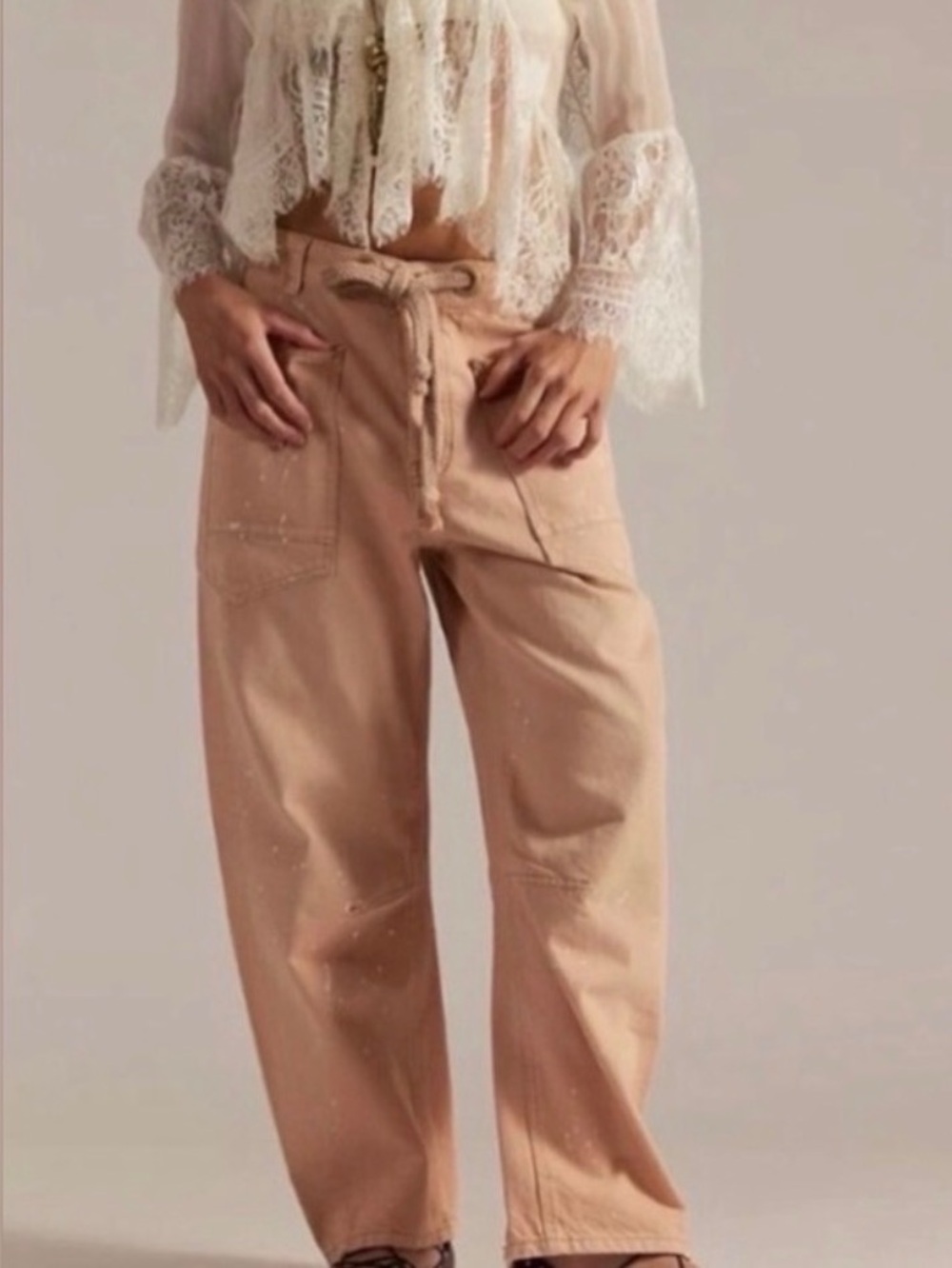 NWT Free People We The Free Moxie Pull-On Barrel Jeans Pink Rose
Splatter